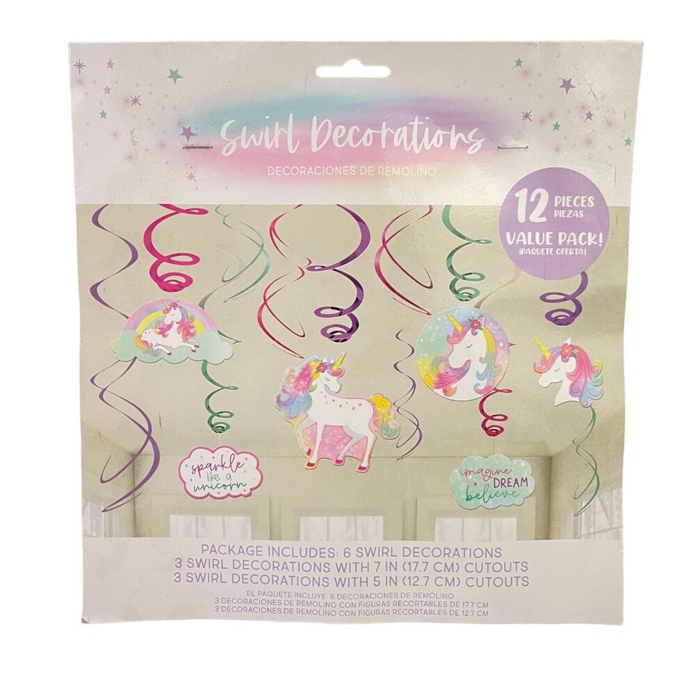 Unicorn Swirl Decoration Kids Birthday Party Hanging Ceiling Decor Fantasy